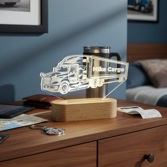 Cargo Truck Custom Name Light • Personalized LED Cloud Decor • Baby Gift - Picture 8 of 8